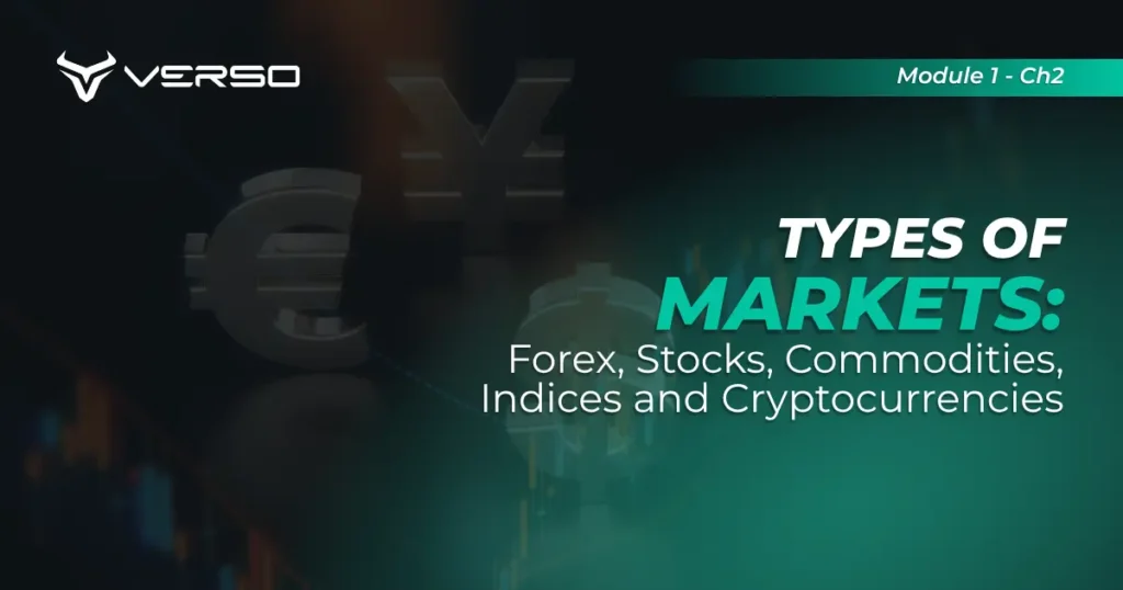 Types of Markets: Forex, Stocks, Indices, Commodities and Cryptocurrencies