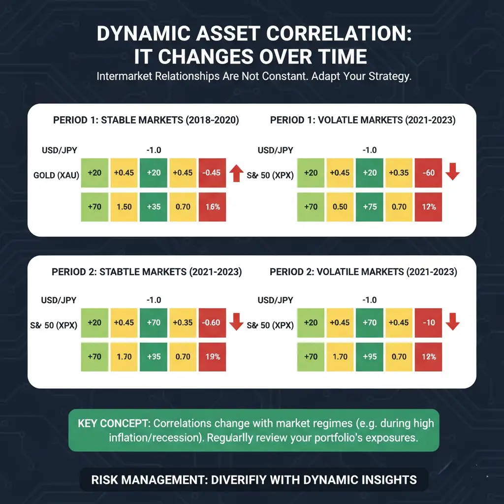 Correlation table showing changes in asset