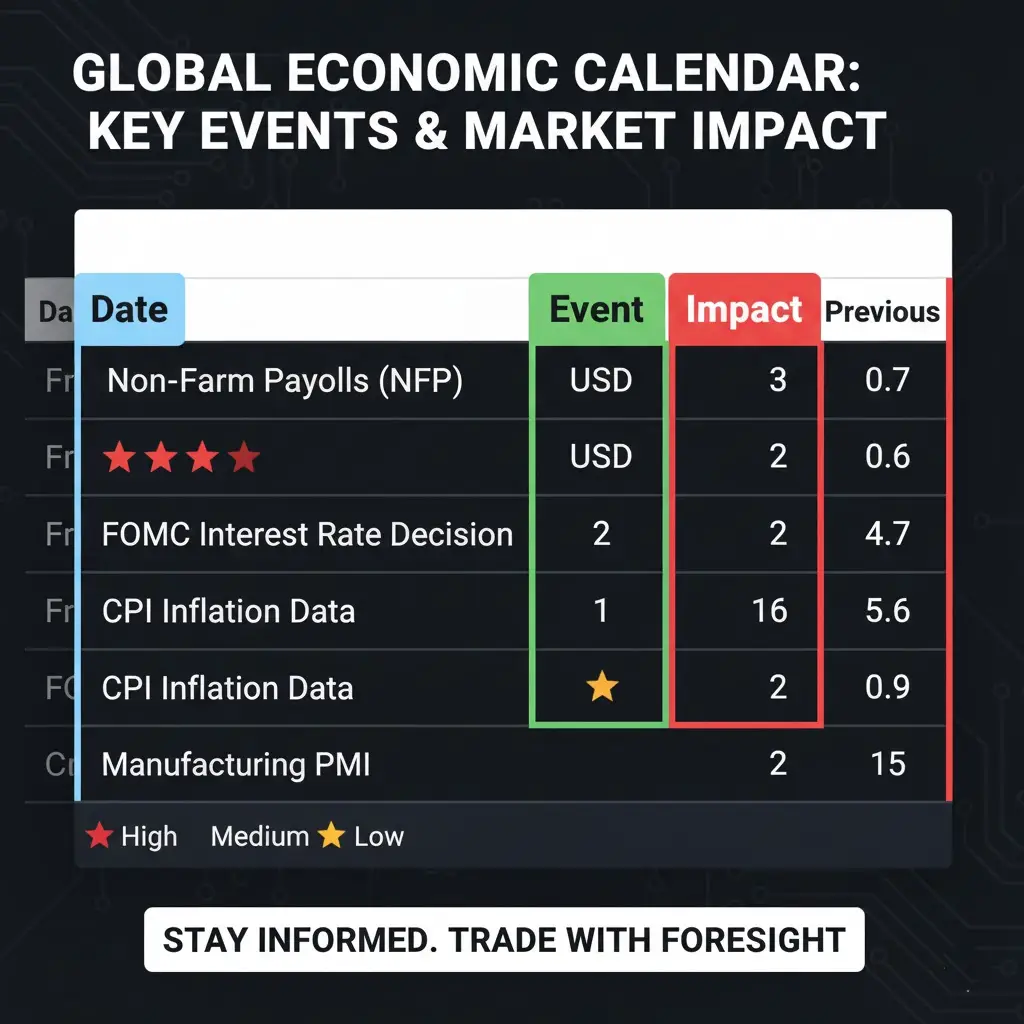 economic calendar with columns highlighted for Date | Verso Prop Firm economic calendar with columns highlighted for Date