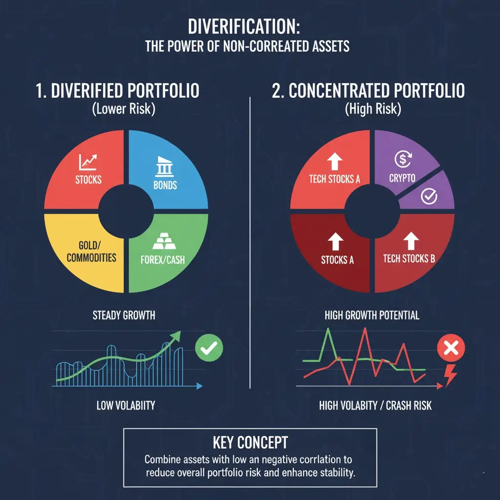 visual of a diversified portfolio vs. one concentrated